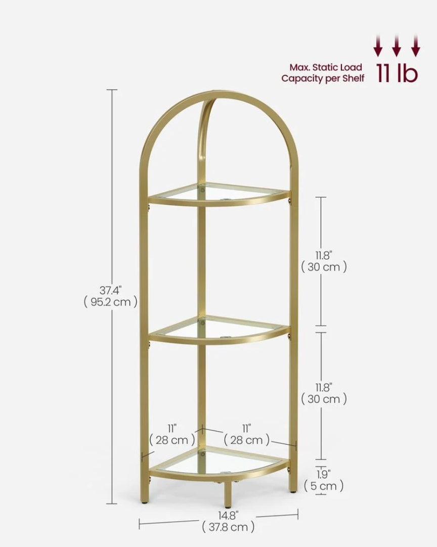Glass Corner Shelf Stand 3 Or 5 Tier Storage Display Shelf – product view 28 | Ridgefield Furniture