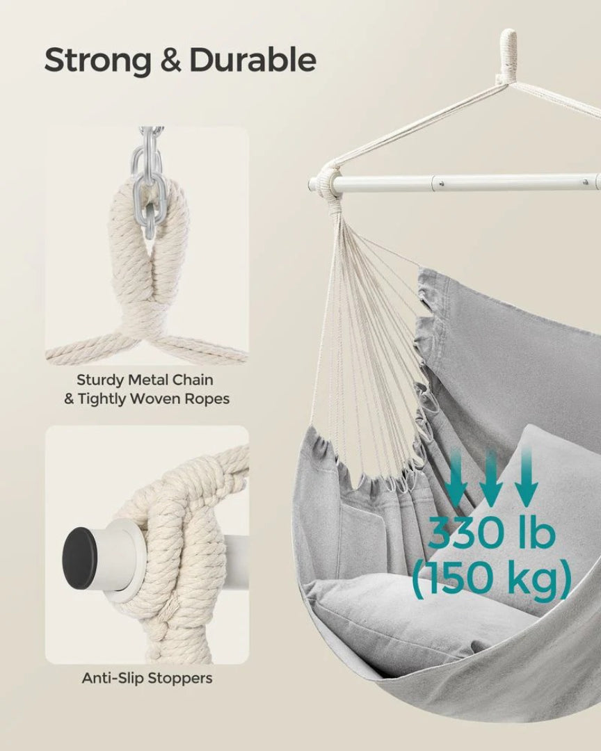 Hammock Chair With Cushions Hanging Swing Chair 330lb Capacity – product view 6 | Ridgefield Furniture