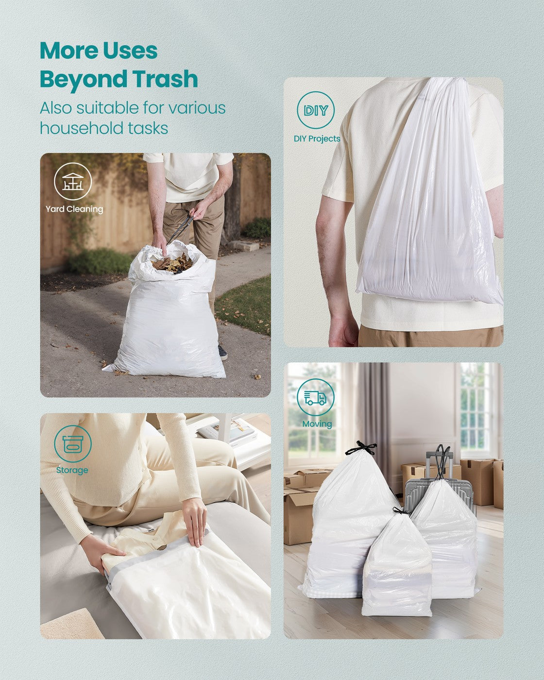 Heavy-Duty Garbage Bags With Drawstrings - product photo 03
