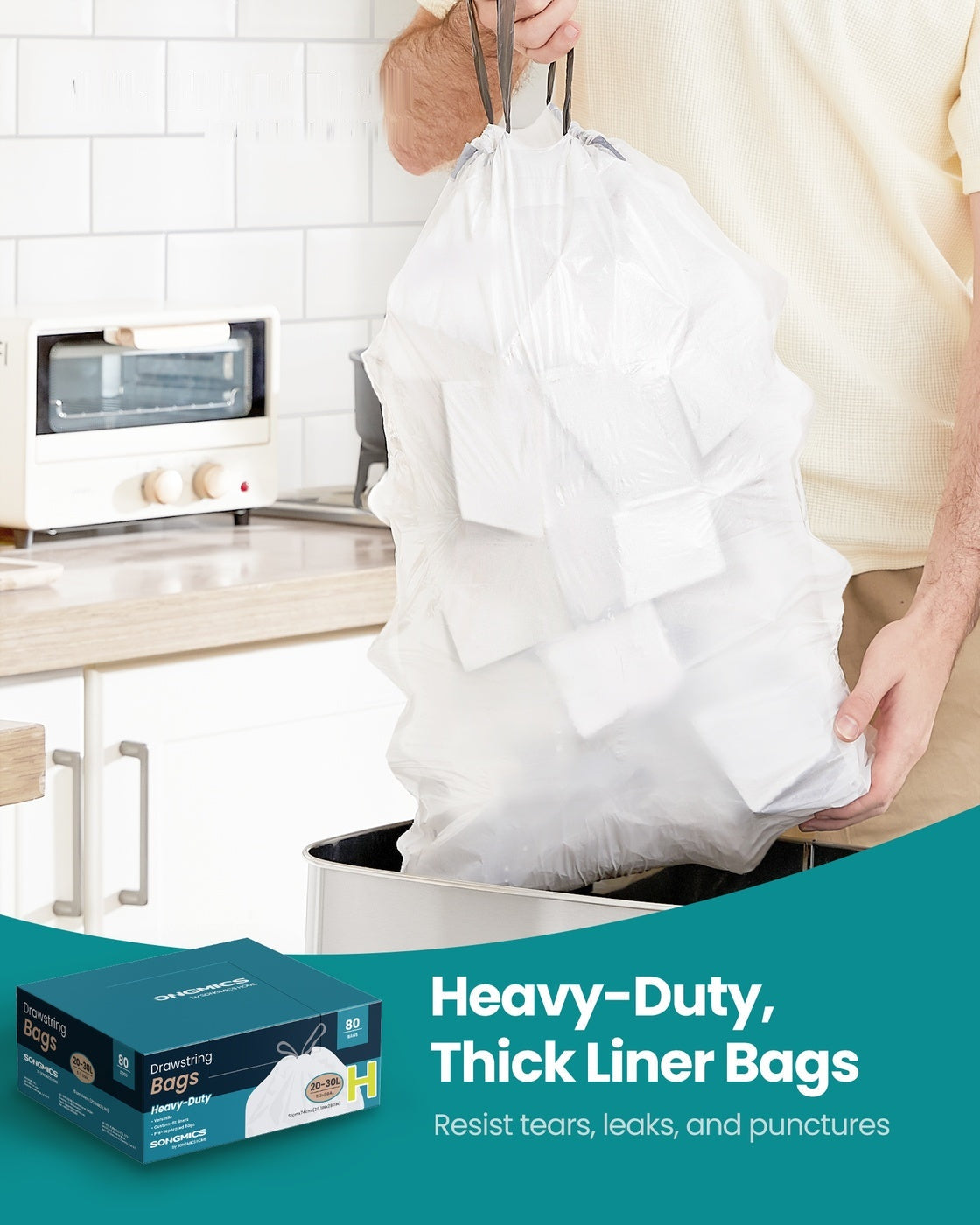 Heavy-Duty Garbage Bags With Drawstrings - product photo 09