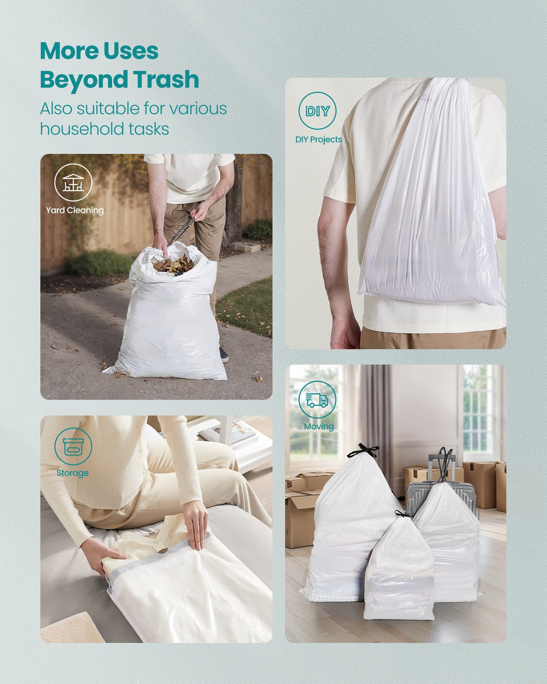 Heavy-Duty Garbage Bags With Drawstrings - product photo 24