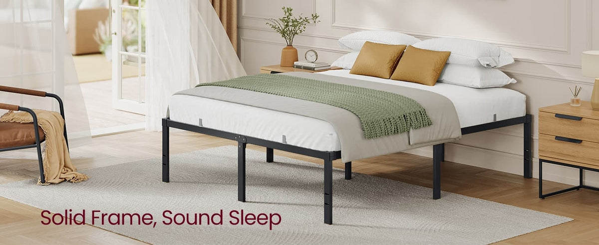 Heavy Duty Metal Bed Frame With Under Bed Storage, 550 lb Capacity - product photo 36