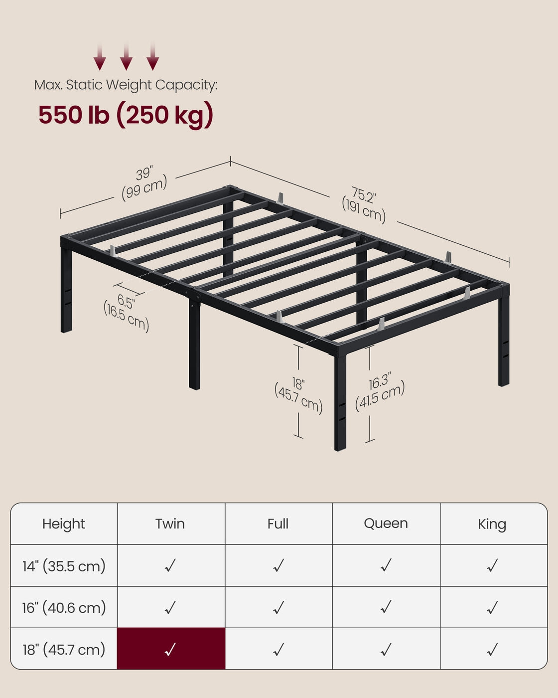 Heavy Duty Metal Bed Frame With Underbed Storage - product photo 06