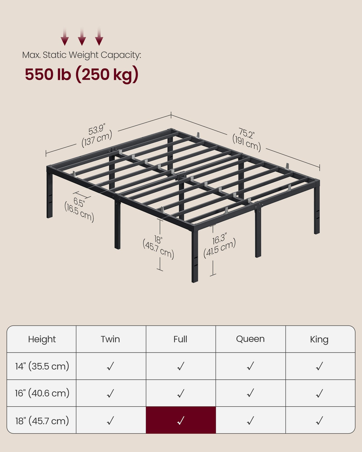 Heavy Duty Metal Bed Frame With Underbed Storage - product photo 12