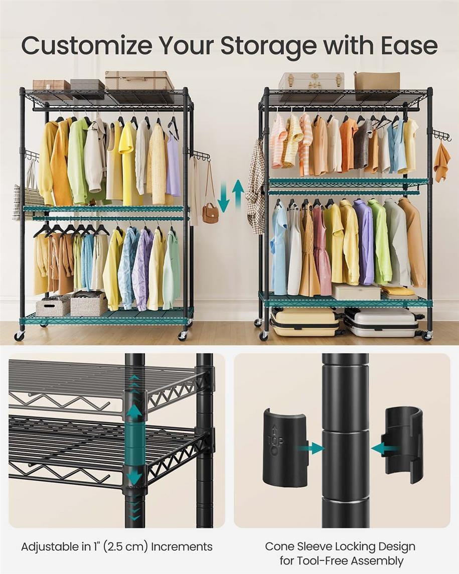 Heavy-Duty Rolling Clothes Rack - product photo 04