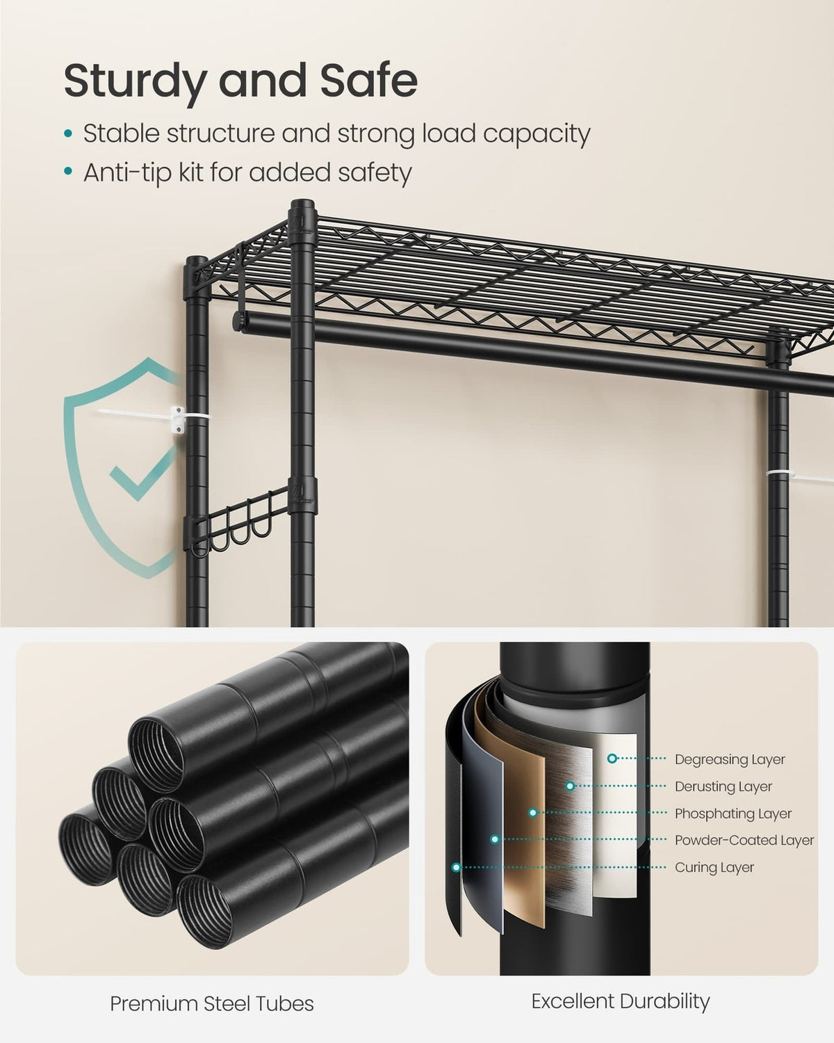 Heavy-Duty Rolling Clothes Rack - product photo 11