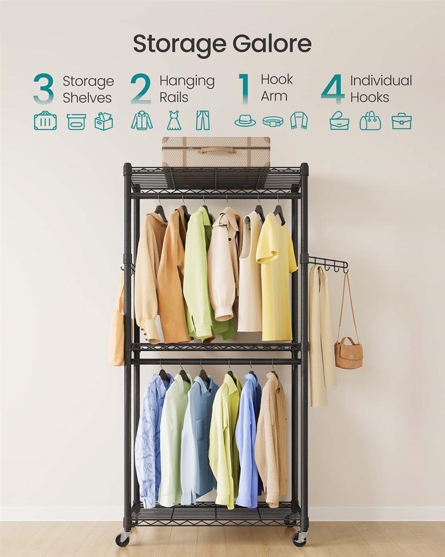 Heavy-Duty Rolling Clothes Rack - product photo 15