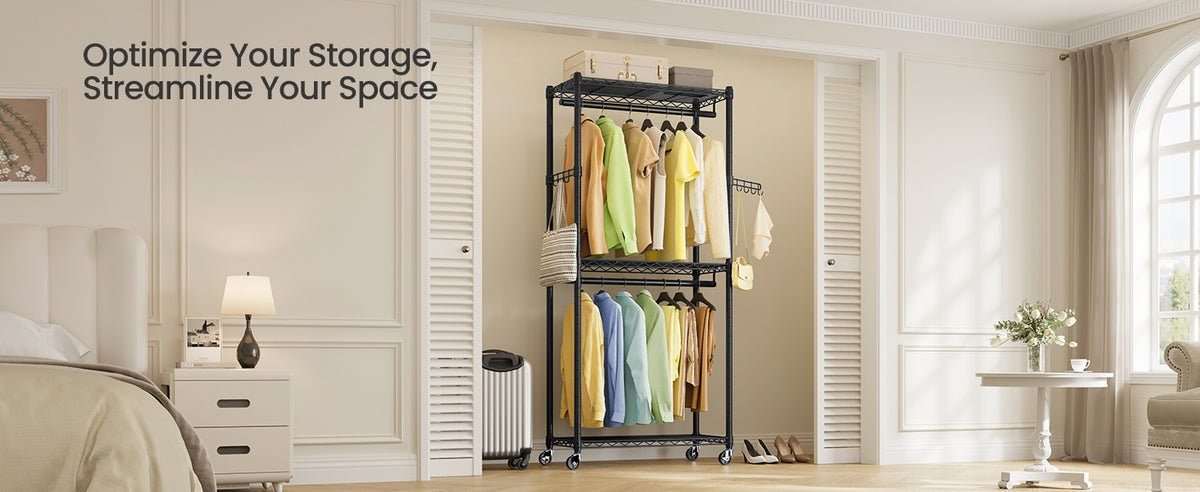 Heavy Duty Rolling Clothes Rack With Wheels, Small, Medium Or Large - product photo 31