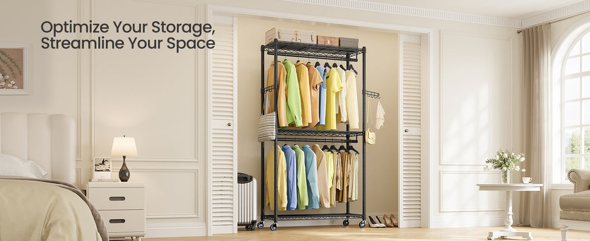 Heavy Duty Rolling Clothes Rack With Wheels, Small, Medium Or Large - product photo 32