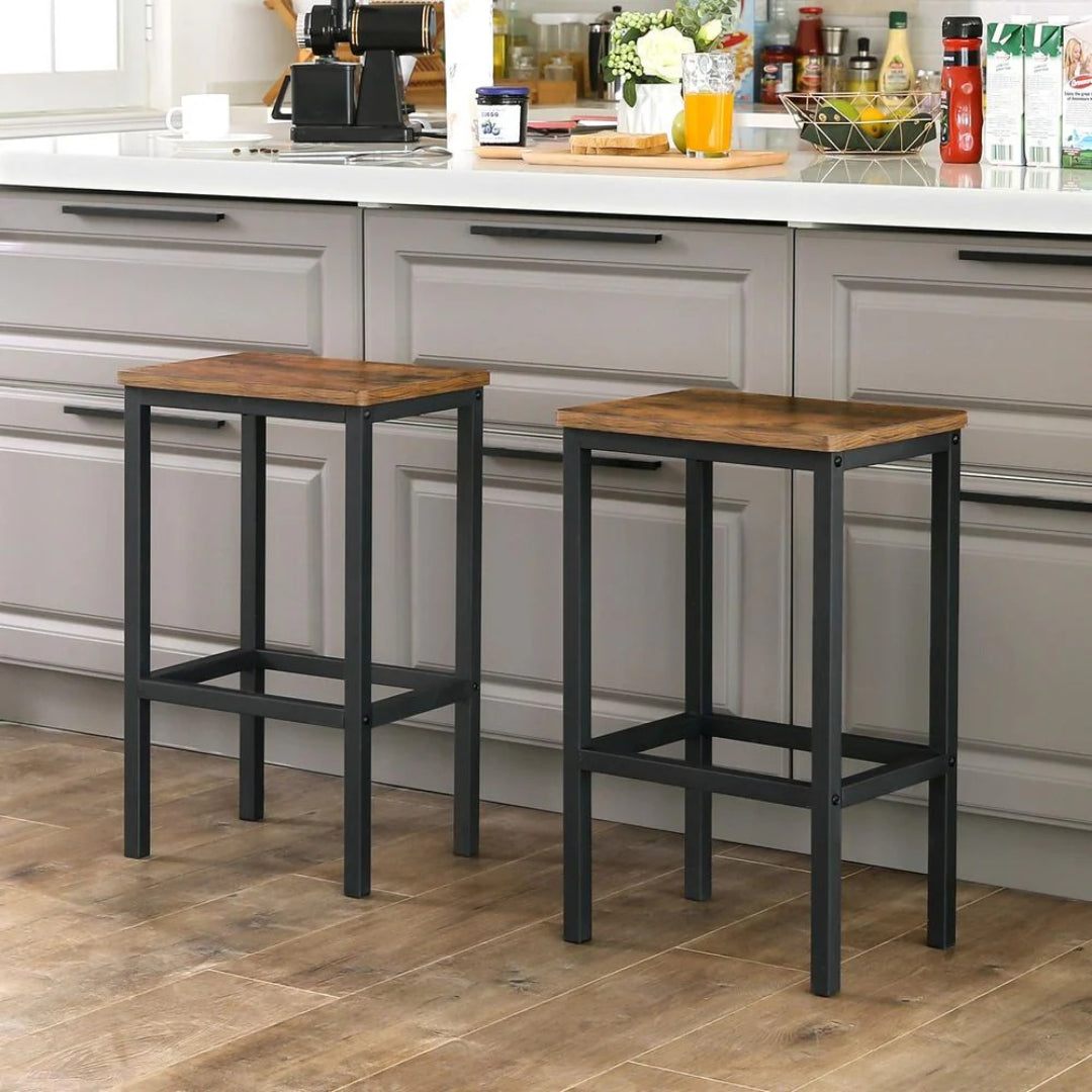 Industrial Bar Stools Set of 2 with Footrests – product view 2 | Ridgefield Furniture