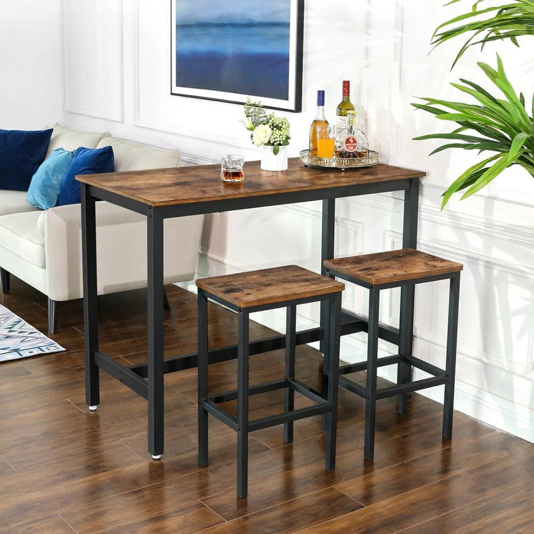 Industrial Bar Stools Set of 2 with Footrests – product view 3 | Ridgefield Furniture