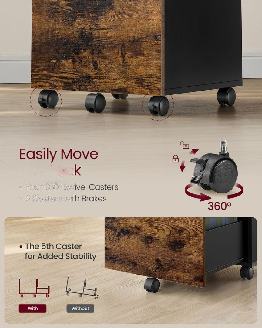 2 Drawer Rolling File Cabinet With Lockable Wheels – product view 9 | Ridgefield Furniture