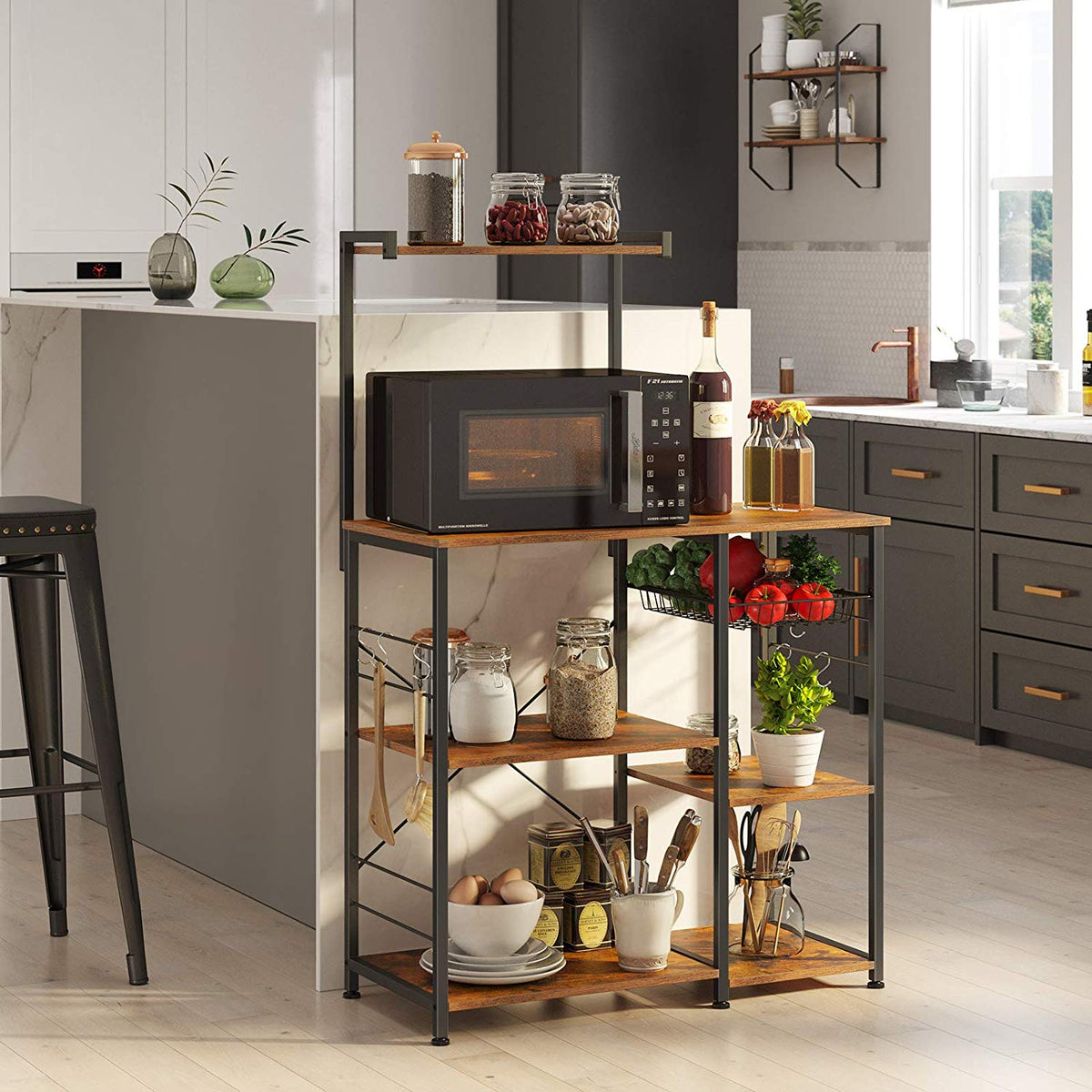 Industrial Brown Baker’s Rack With Shelves - product photo 04