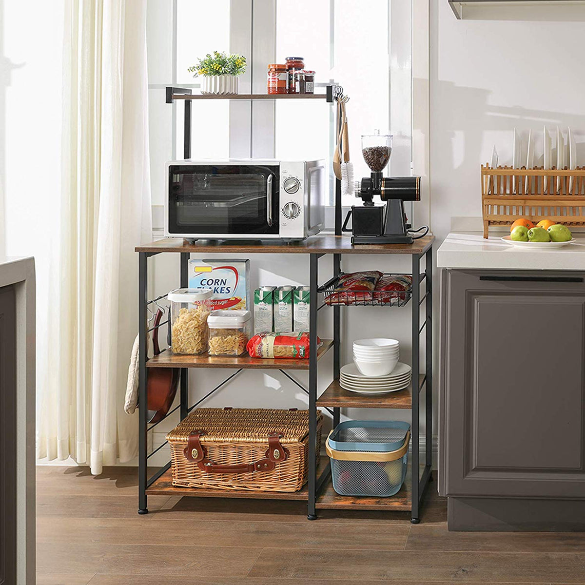 Industrial Brown Baker’s Rack With Shelves - product photo 05