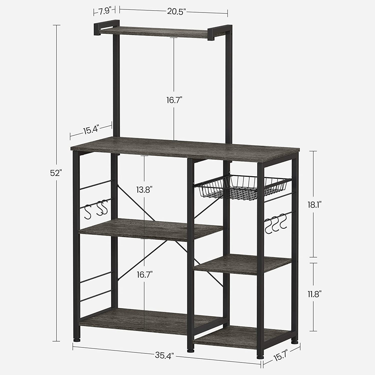 Industrial Brown Baker’s Rack With Shelves - product photo 22