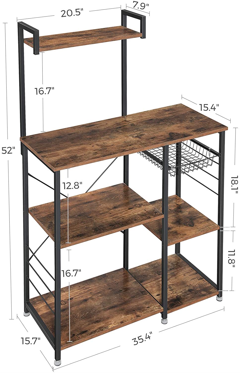 Industrial Brown Baker’s Rack With Shelves - product photo 30