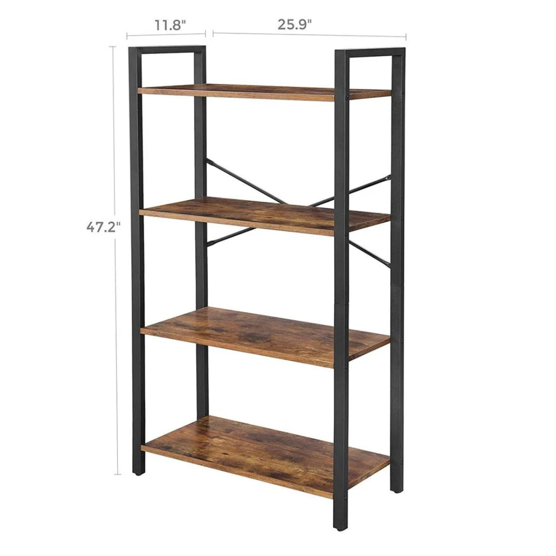 4 Tier Bookshelf With Steel Frame – product view 9 | Ridgefield Furniture