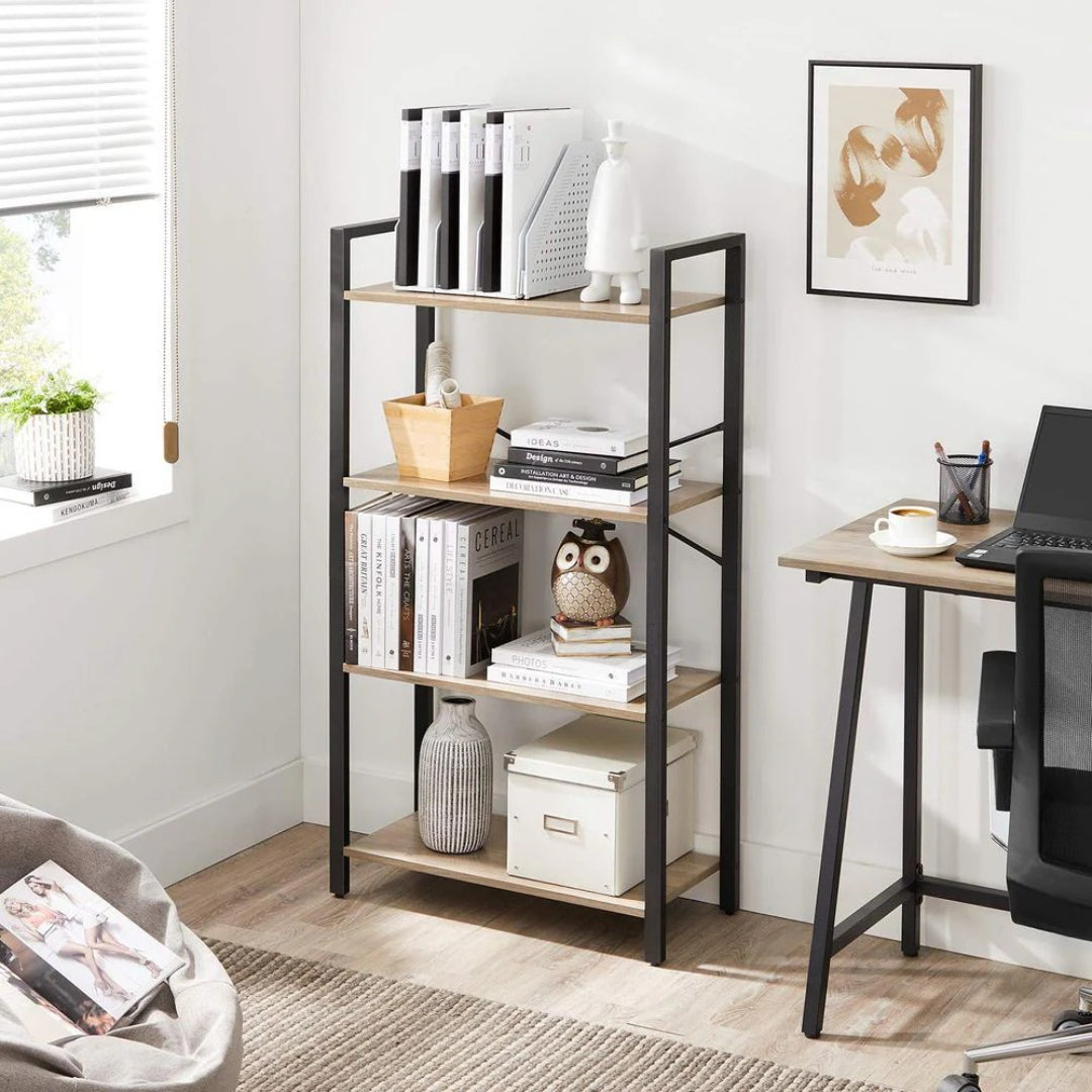 4 Tier Bookshelf With Steel Frame – product view 10 | Ridgefield Furniture