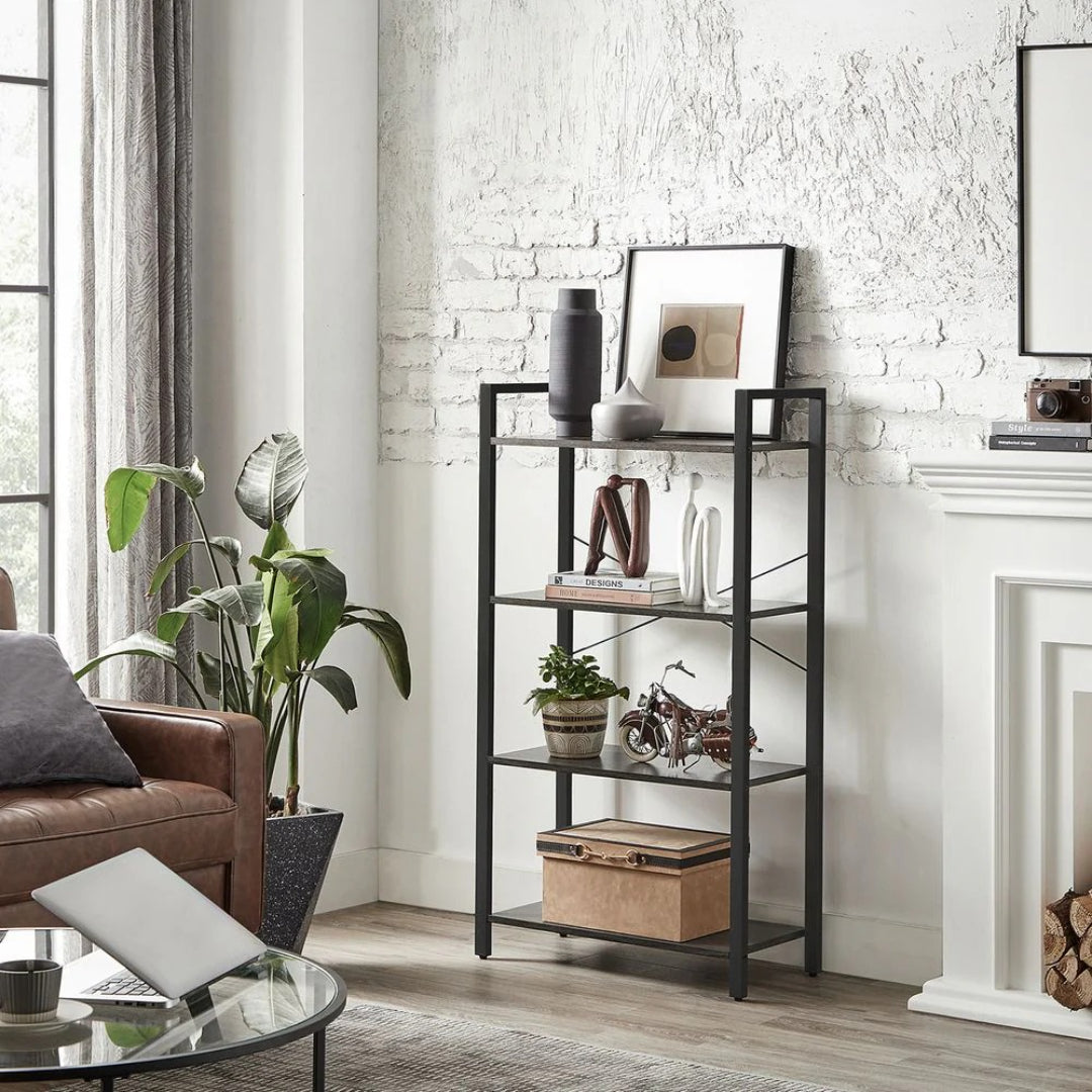 4 Tier Bookshelf With Steel Frame – product view 13 | Ridgefield Furniture