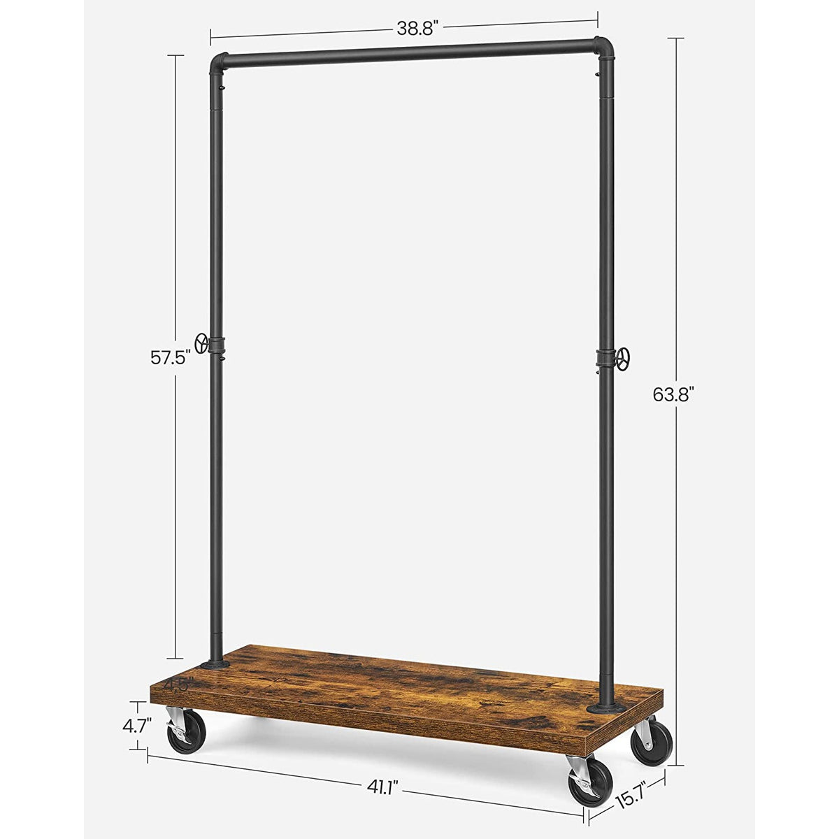 Industrial Pipe Garment Rack With Lockable Wheels And Shelf - product photo 17