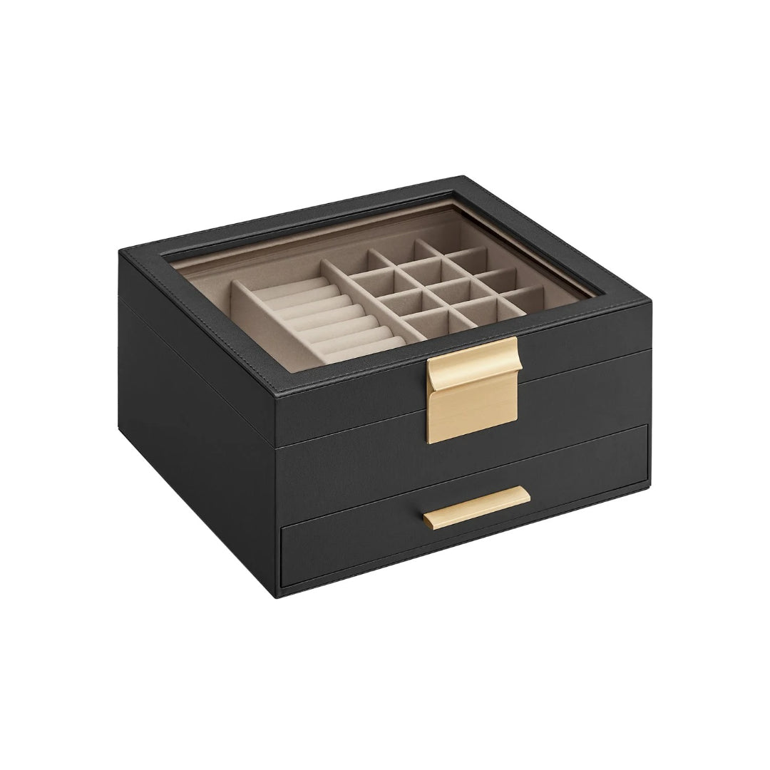 Jewelry Box Organizer With Glass Lid 2 To 6 Layer Storage – product view 2 | Ridgefield Furniture