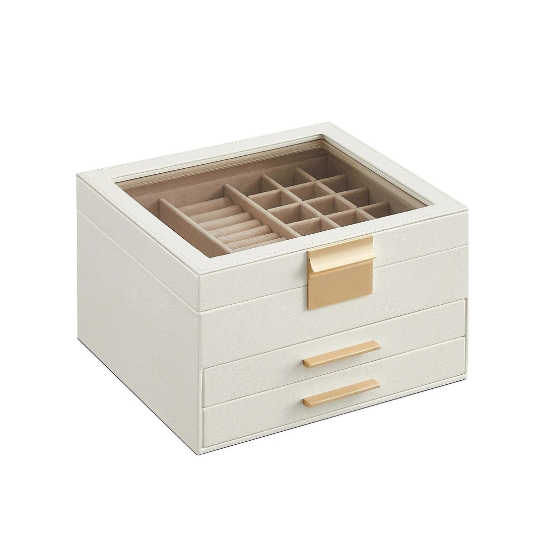 Jewelry Box Organizer With Glass Lid 2 To 6 Layer Storage – product view 3 | Ridgefield Furniture