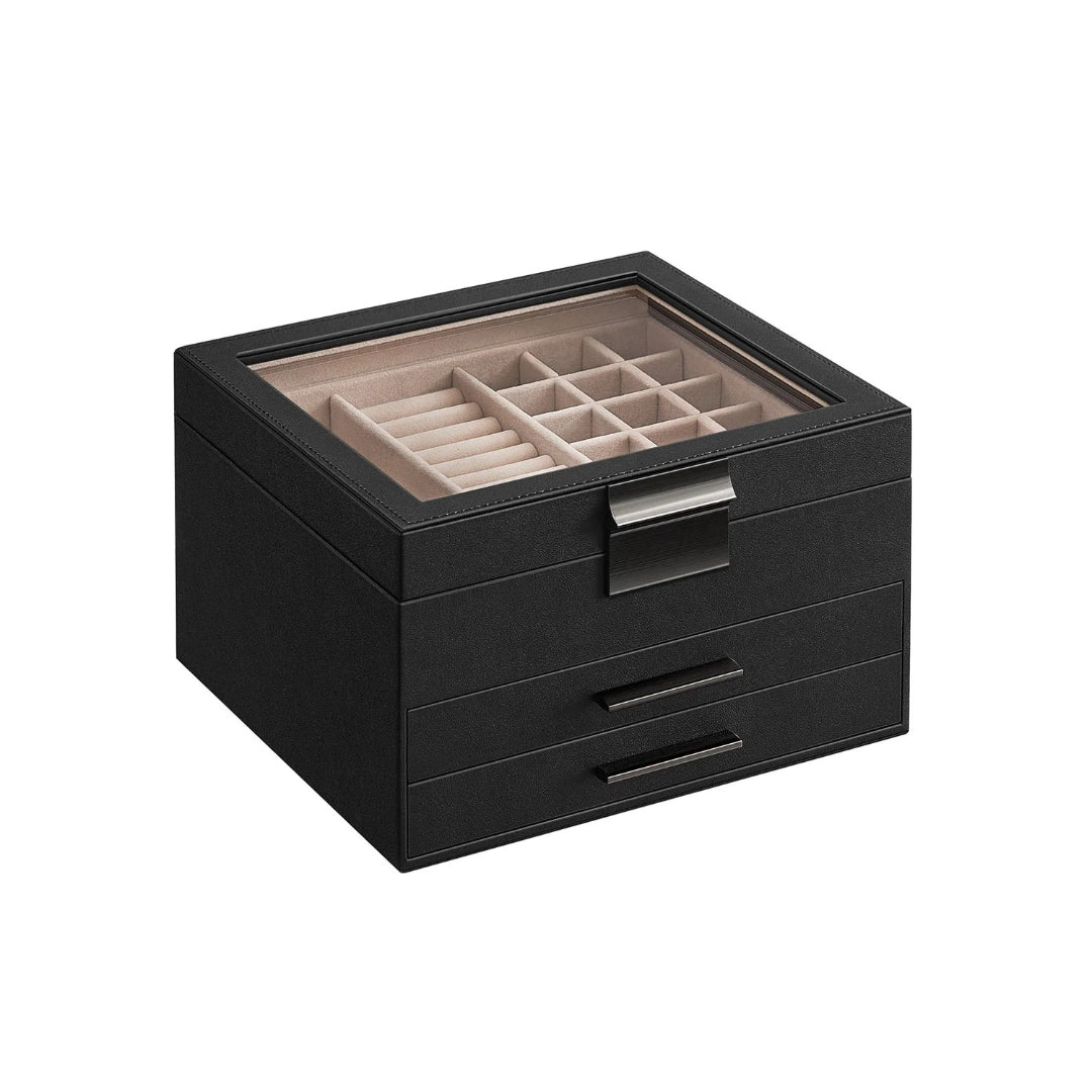 Jewelry Box Organizer With Glass Lid 2 To 6 Layer Storage – product view 7 | Ridgefield Furniture