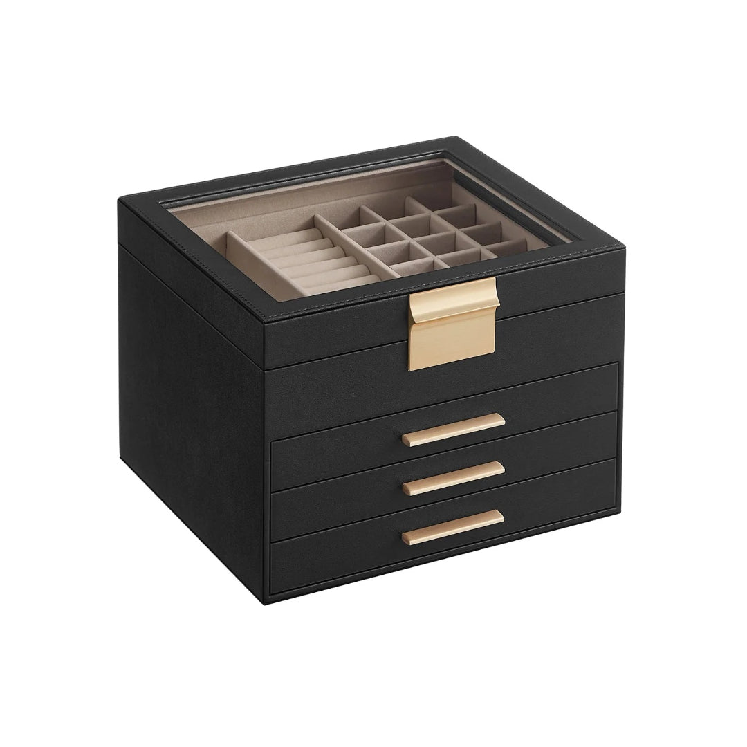 Jewelry Box Organizer With Glass Lid 2 To 6 Layer Storage – product view 14 | Ridgefield Furniture