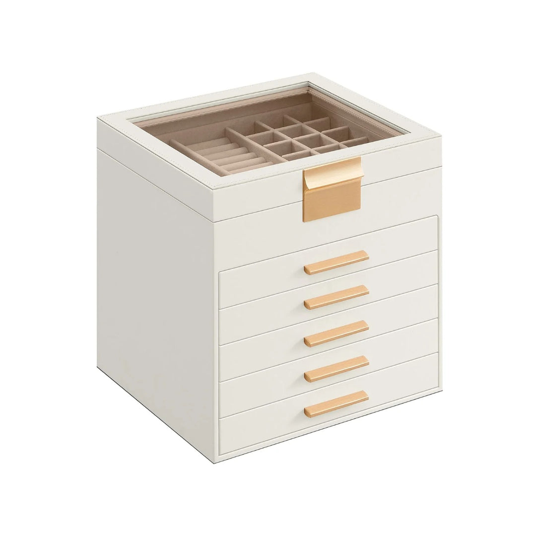Jewelry Box Organizer With Glass Lid 2 To 6 Layer Storage – product view 18 | Ridgefield Furniture