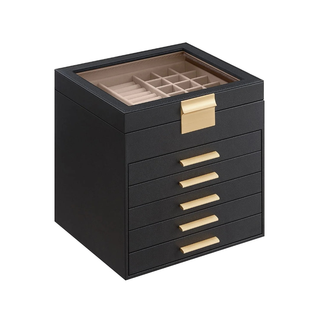 Jewelry Box Organizer With Glass Lid 2 To 6 Layer Storage – product view 19 | Ridgefield Furniture