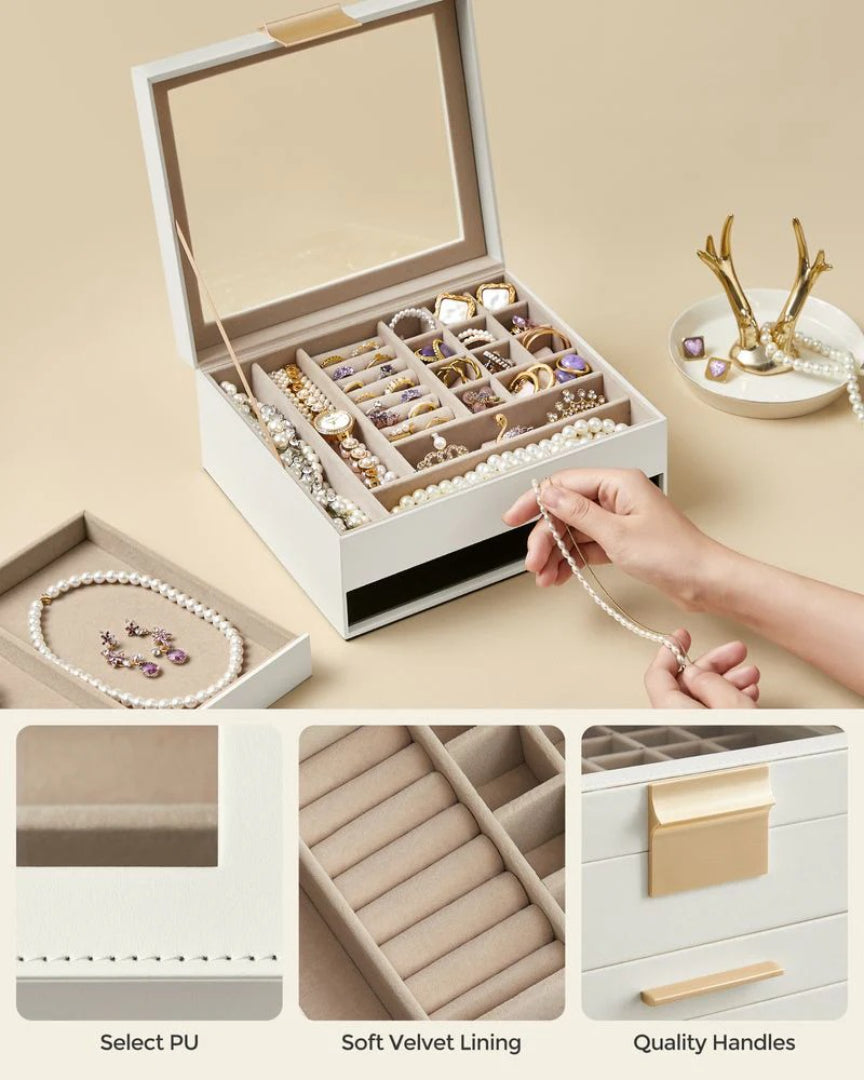 Jewelry Box Organizer With Glass Lid 2 To 6 Layer Storage – product view 23 | Ridgefield Furniture