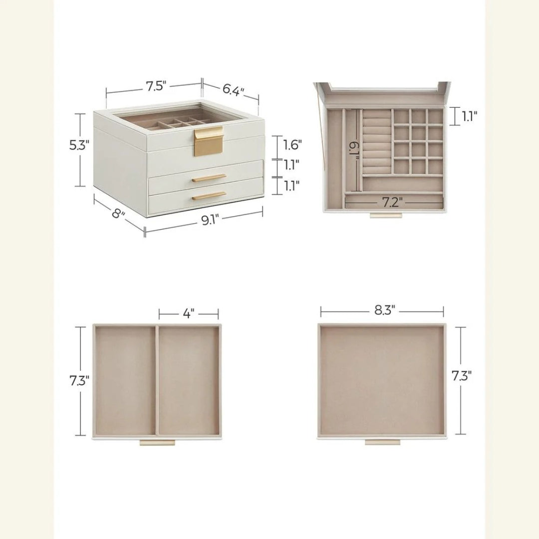 Jewelry Box Organizer With Glass Lid 2 To 6 Layer Storage – product view 26 | Ridgefield Furniture
