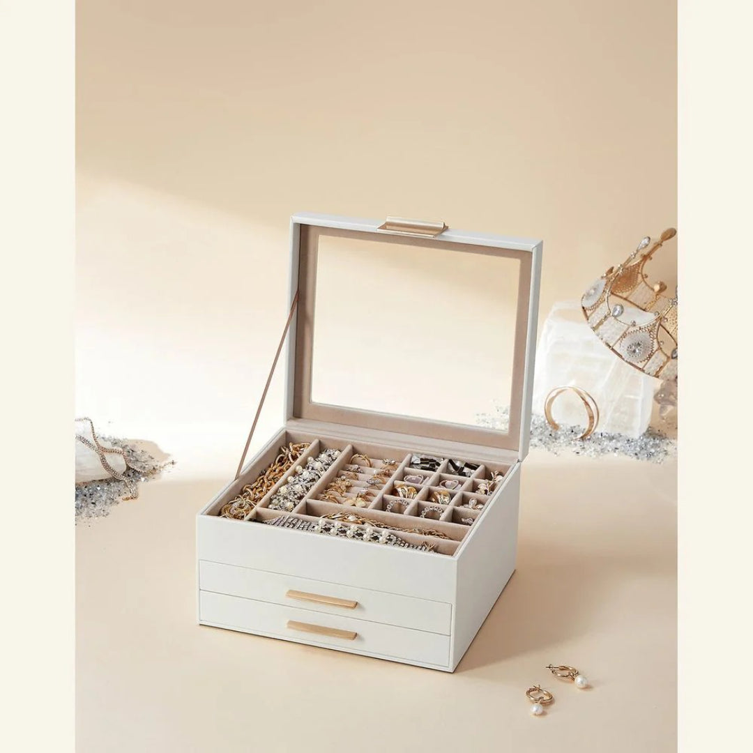 Jewelry Box Organizer With Glass Lid 2 To 6 Layer Storage – product view 27 | Ridgefield Furniture