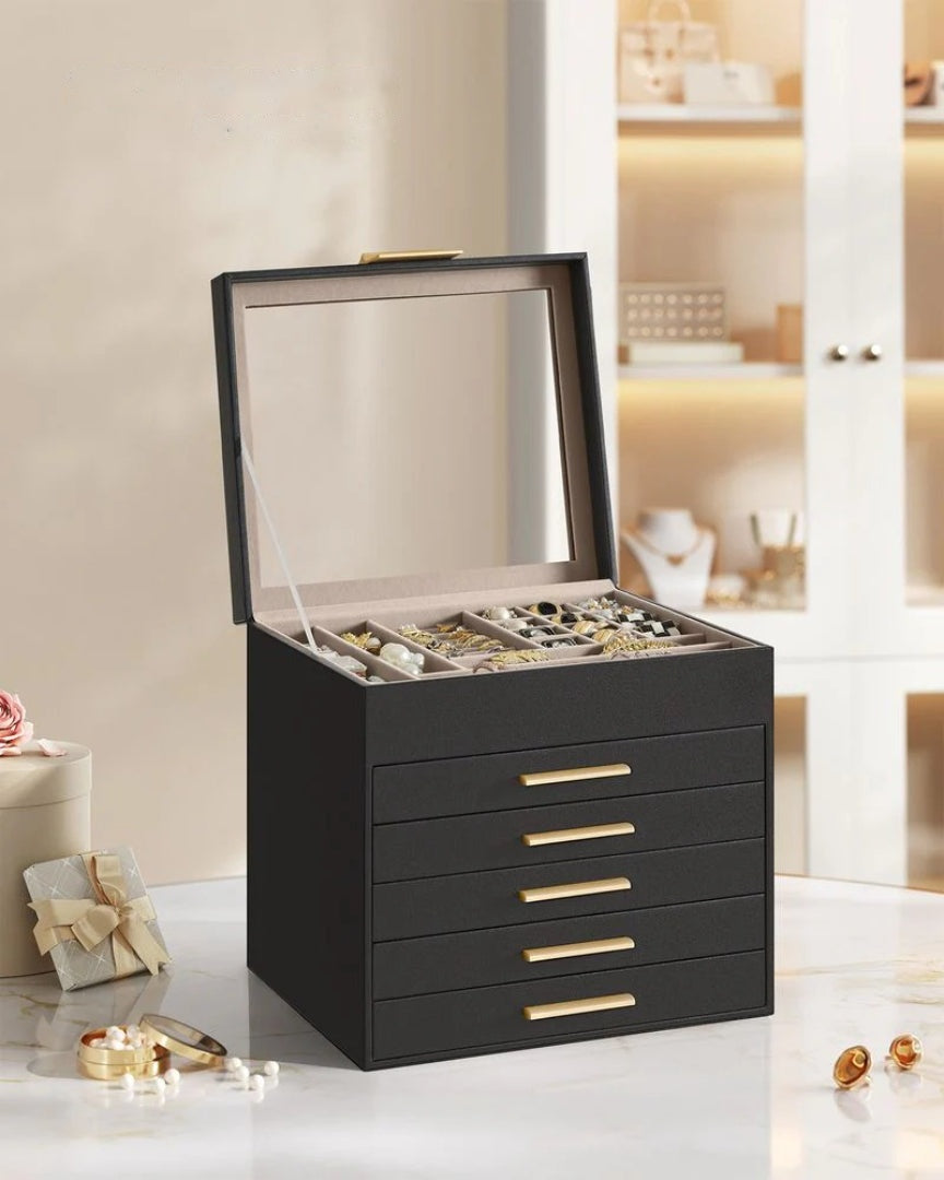 Jewelry Box Organizer With Glass Lid 2 To 6 Layer Storage – product view 40 | Ridgefield Furniture