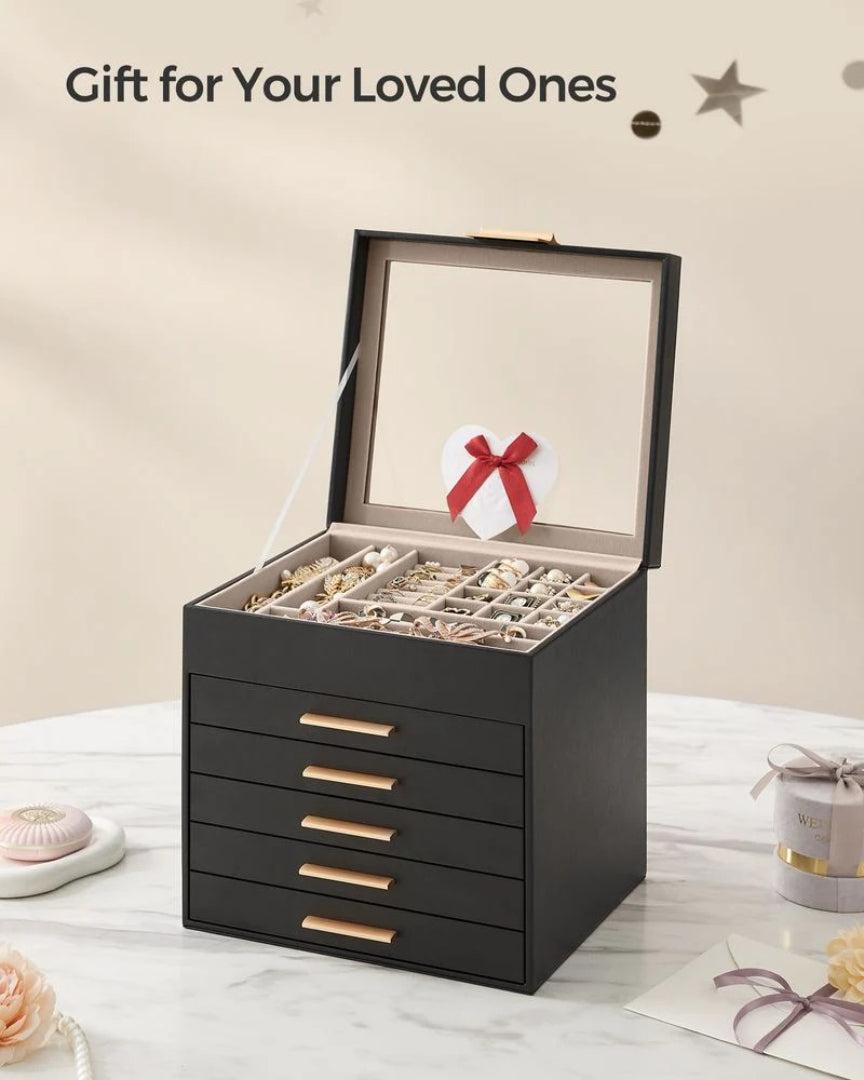 Jewelry Box Organizer With Glass Lid 2 To 6 Layer Storage – product view 41 | Ridgefield Furniture