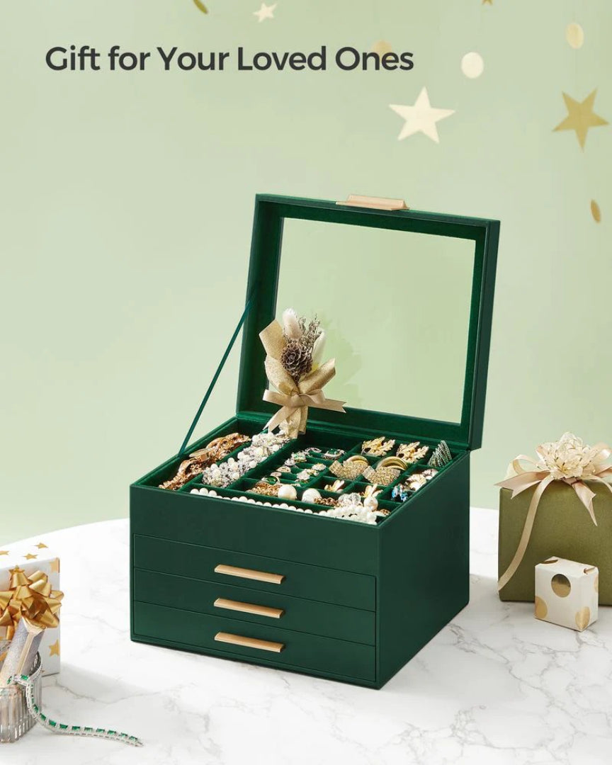 Jewelry Box Organizer With Glass Lid 2 To 6 Layer Storage – product view 45 | Ridgefield Furniture