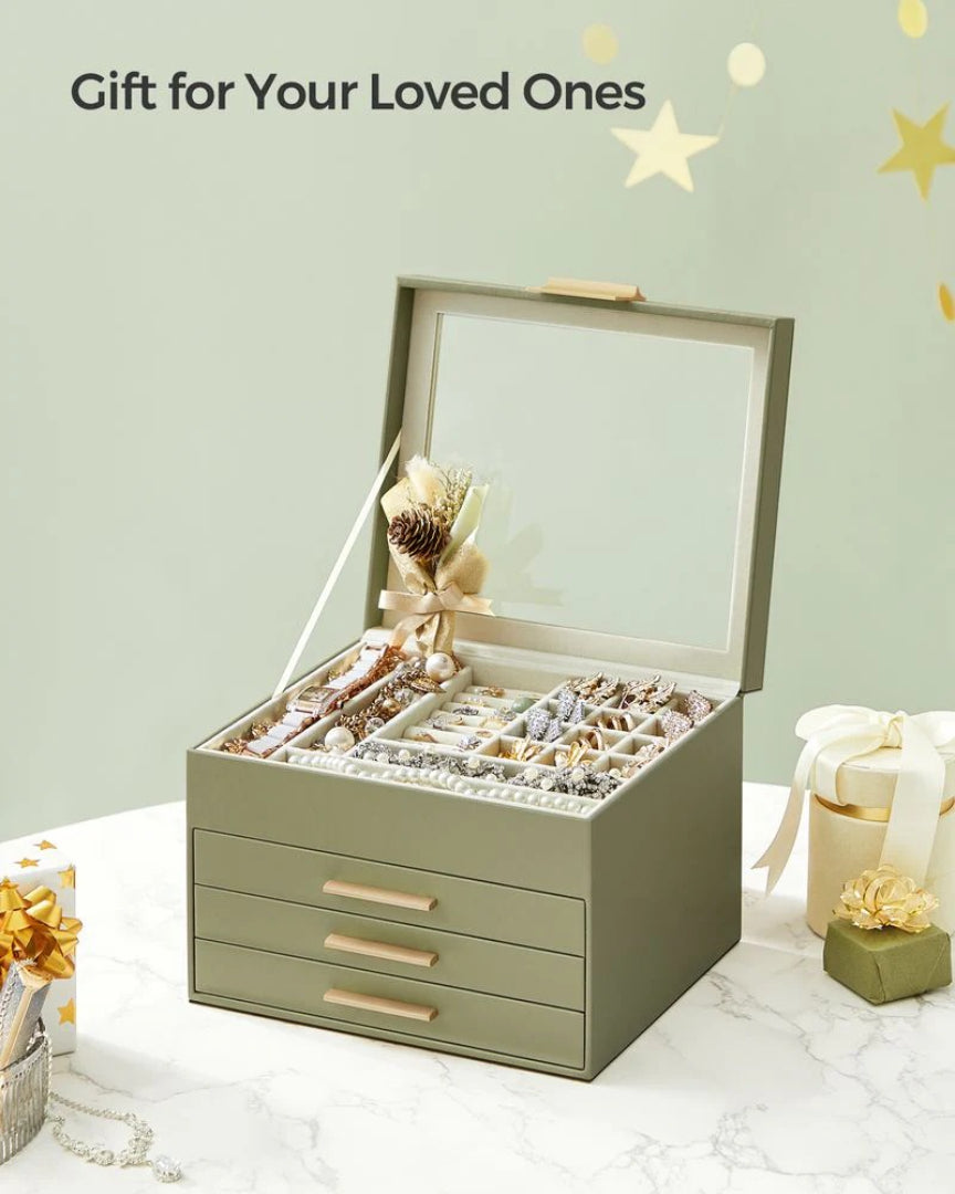 Jewelry Box Organizer With Glass Lid 2 To 6 Layer Storage – product view 50 | Ridgefield Furniture