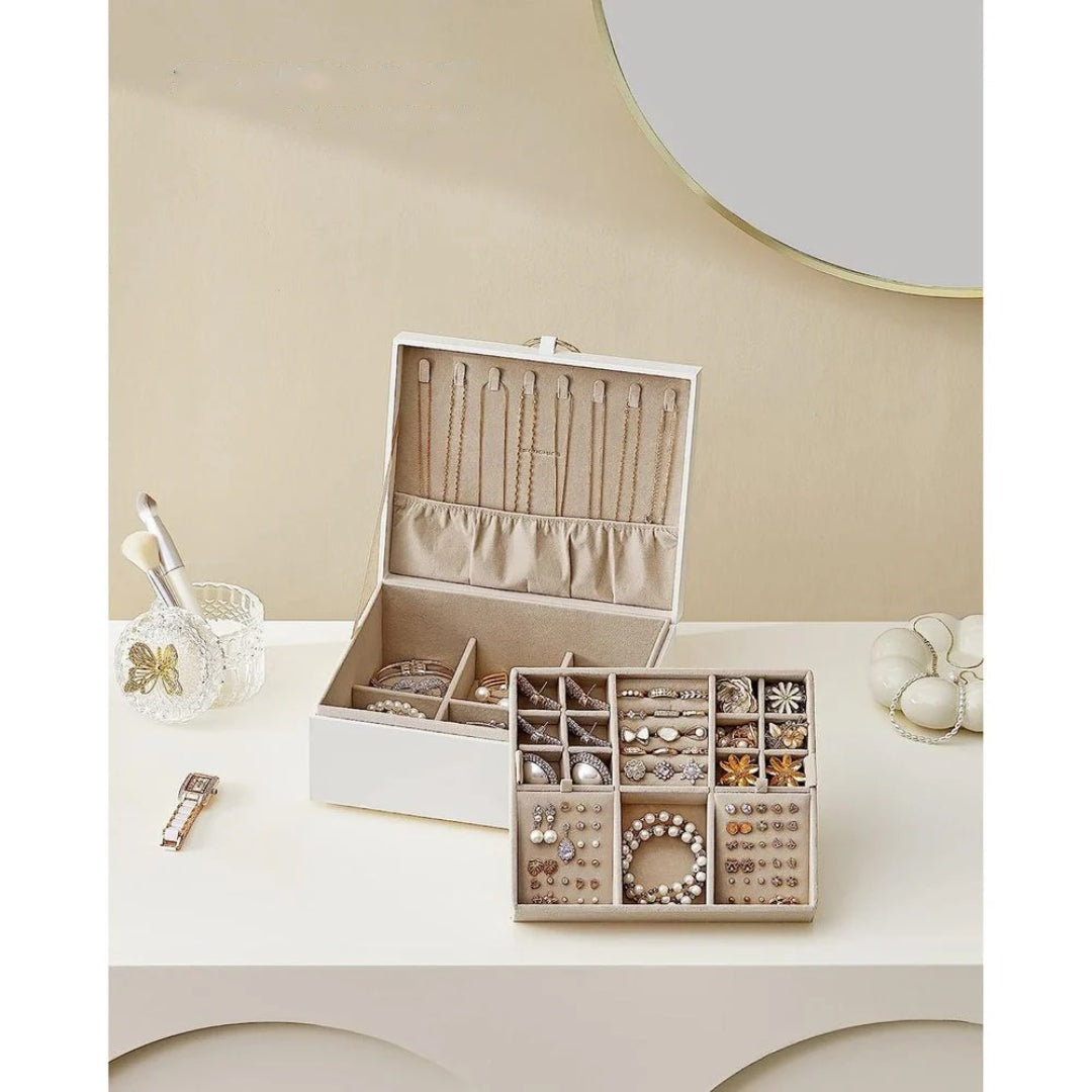 Jewelry Box Organizer With Handle 2 Layer Storage – product view 7 | Ridgefield Furniture