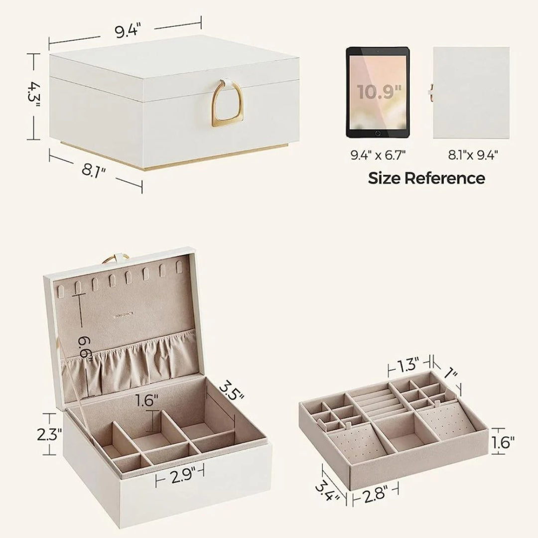 Jewelry Box Organizer With Handle 2 Layer Storage – product view 12 | Ridgefield Furniture
