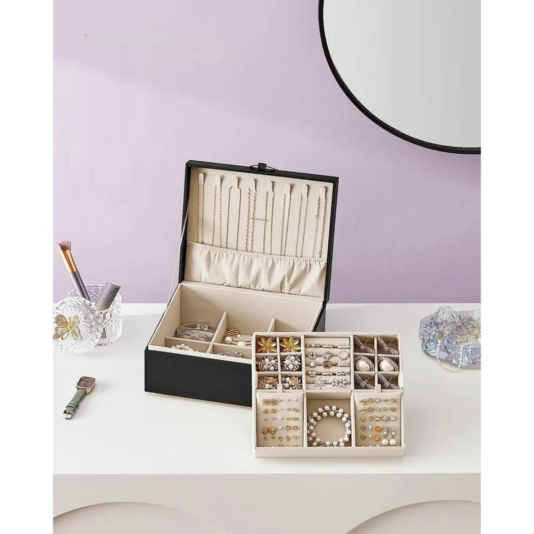 Jewelry Box Organizer With Handle 2 Layer Storage – product view 15 | Ridgefield Furniture