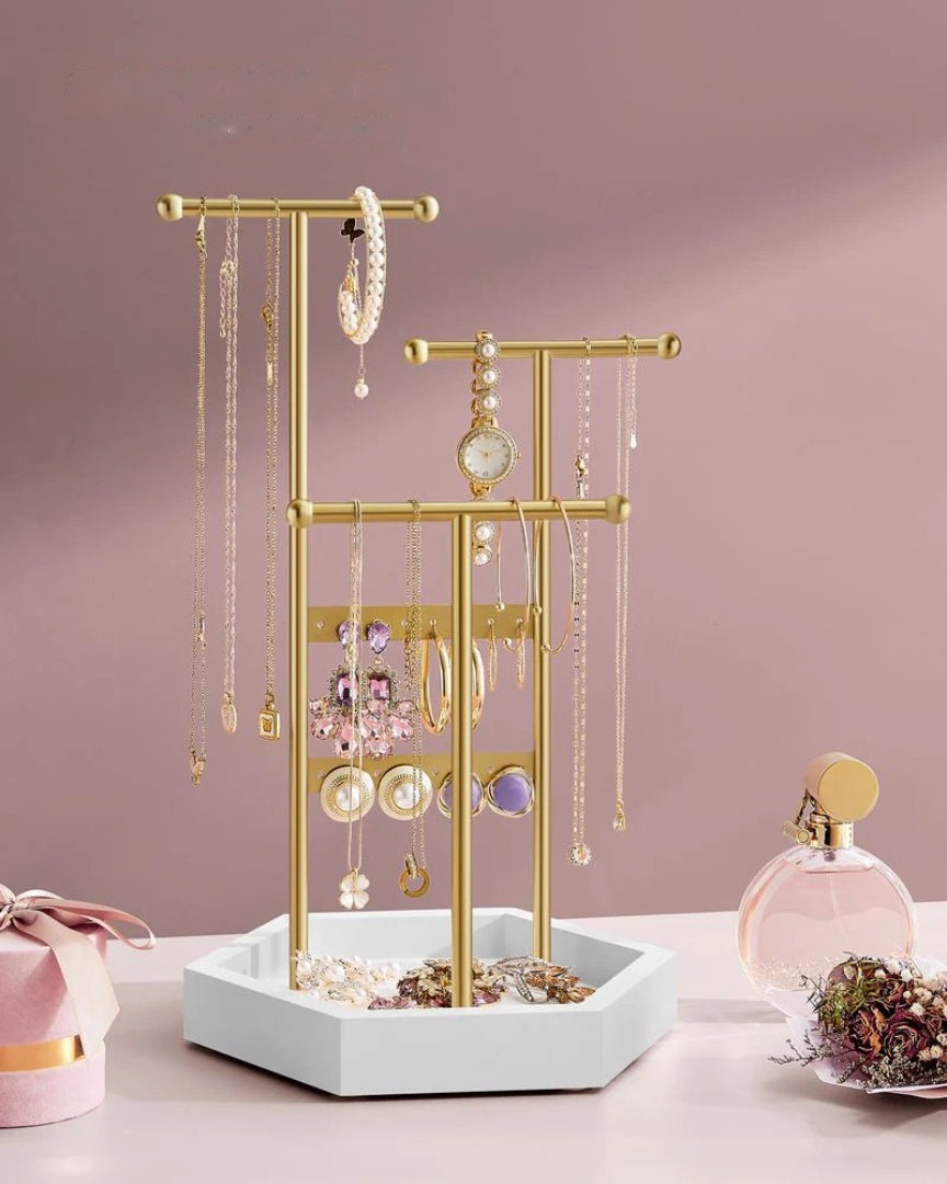 Jewelry Holder Stand With Metal Frame And Tray – product view 16 | Ridgefield Furniture