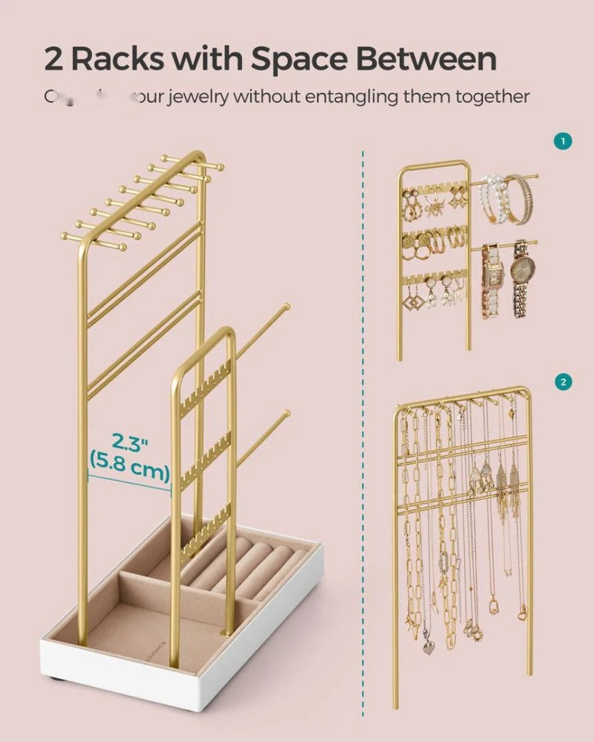 Jewelry Holder Stand With Metal Frame And Velvet Tray – product view 9 | Ridgefield Furniture