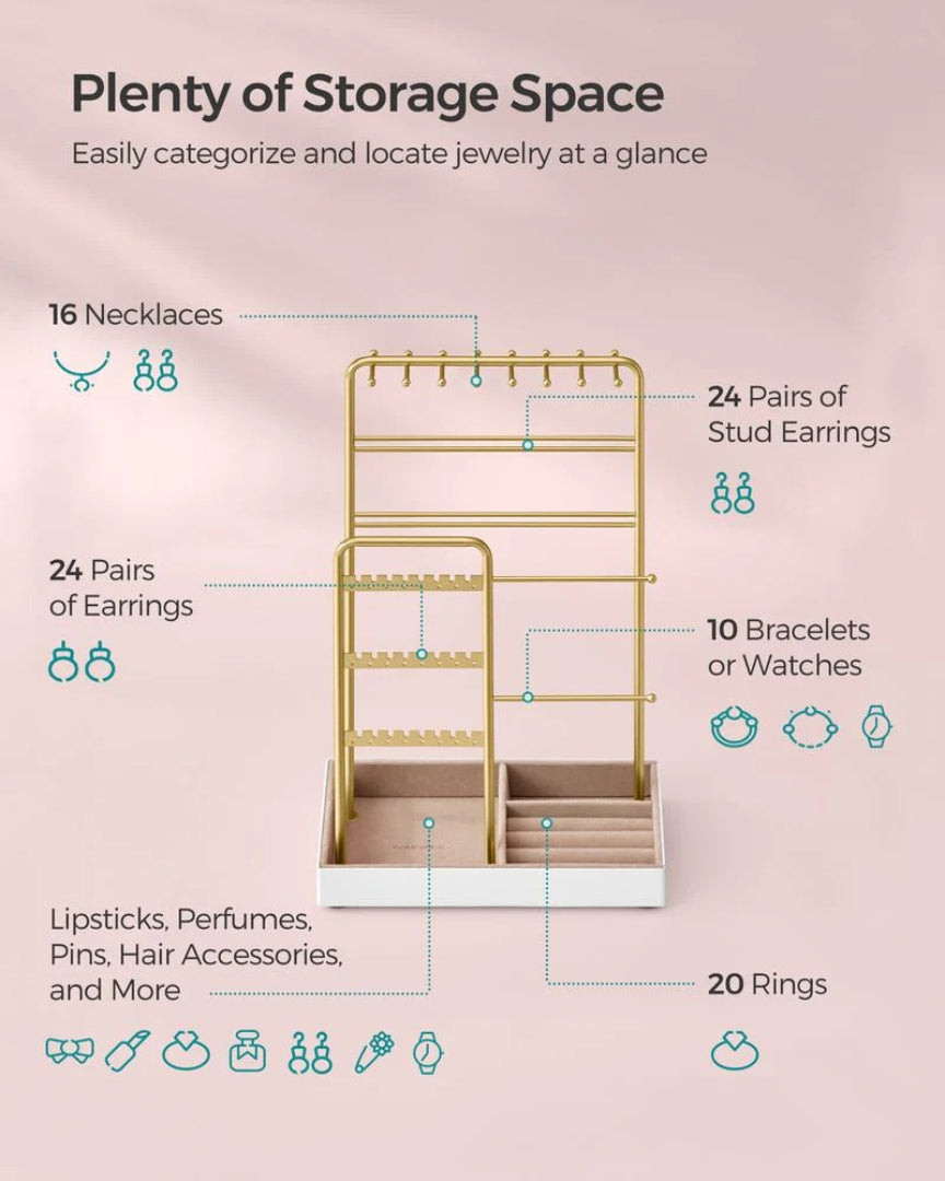 Jewelry Holder Stand With Metal Frame And Velvet Tray – product view 10 | Ridgefield Furniture