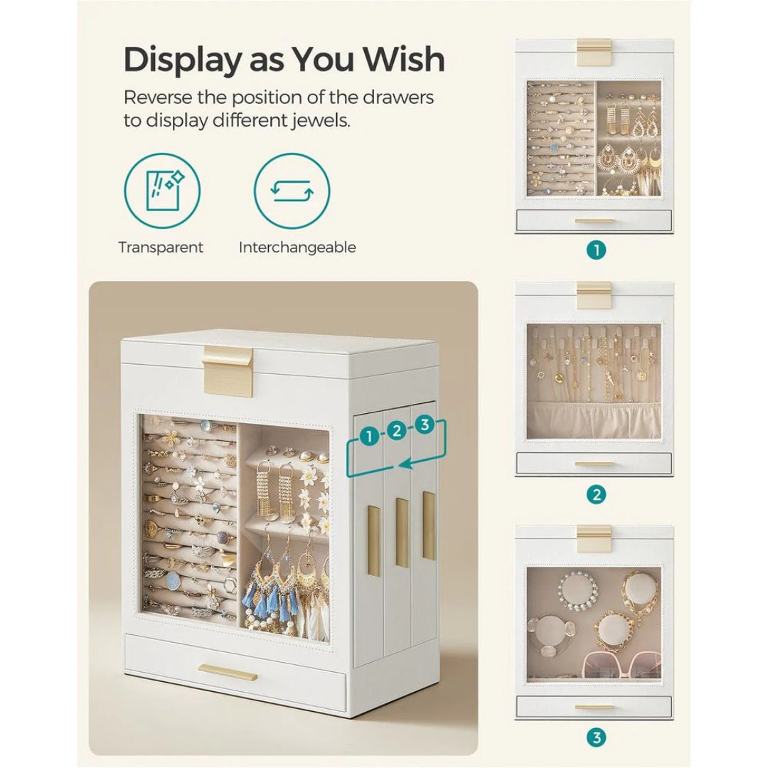 Jewelry Organizer Box With Mirror 5 Layer And Side Drawers – product view 8 | Ridgefield Furniture