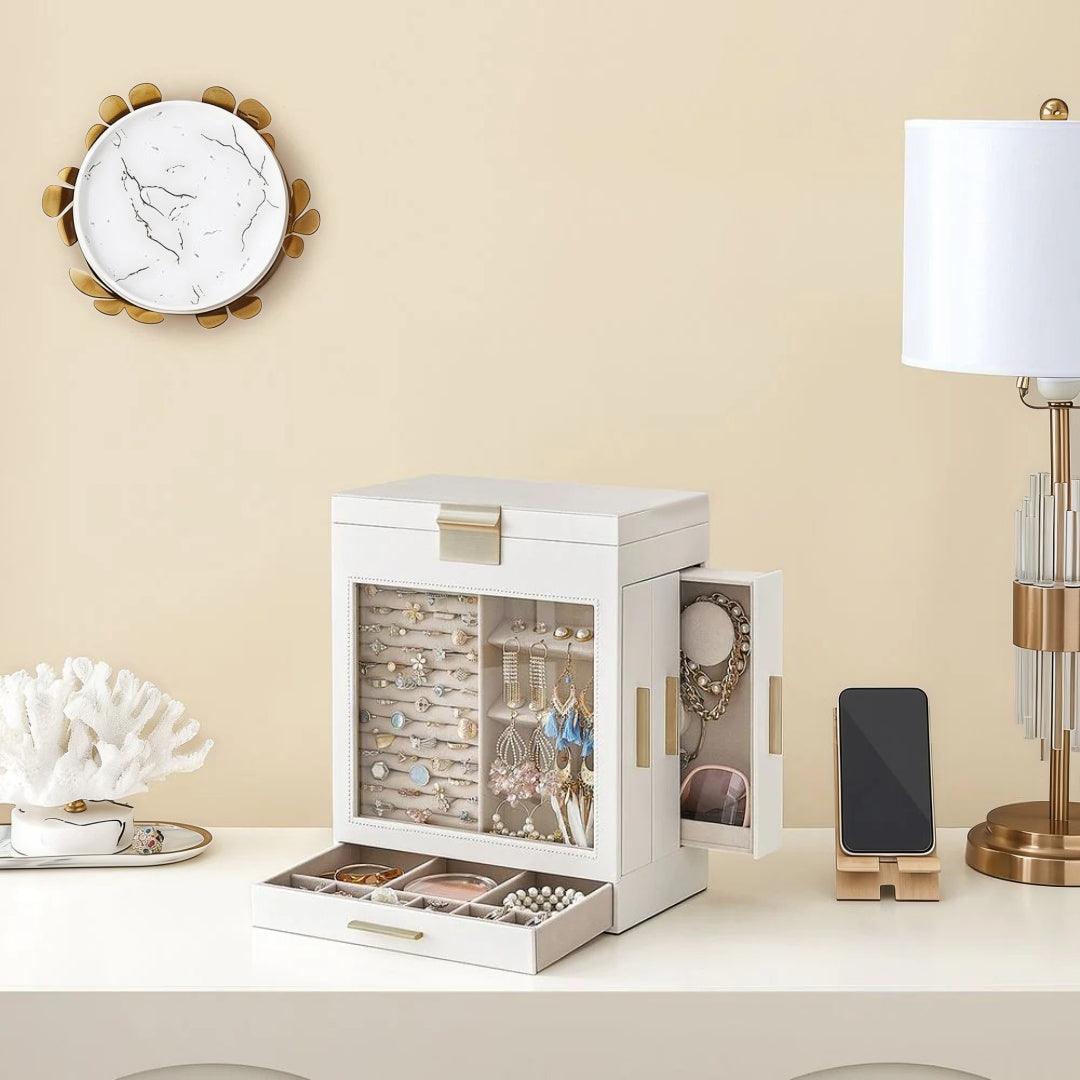 Jewelry Organizer Box With Mirror 5 Layer And Side Drawers – product view 13 | Ridgefield Furniture