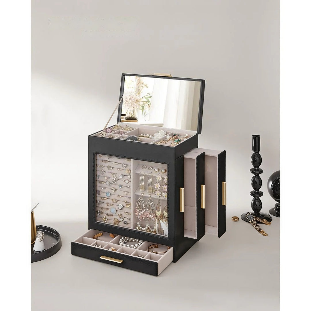Jewelry Organizer Box With Mirror 5 Layer And Side Drawers – product view 15 | Ridgefield Furniture