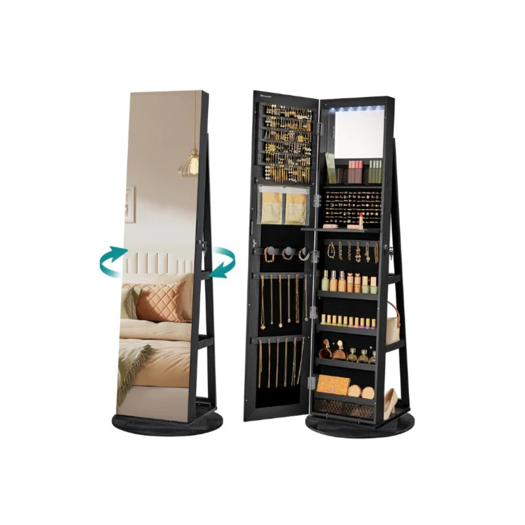 Jewelry Organizer Cabinet With Mirror LED Lights And Storage – product view 5 | Ridgefield Furniture