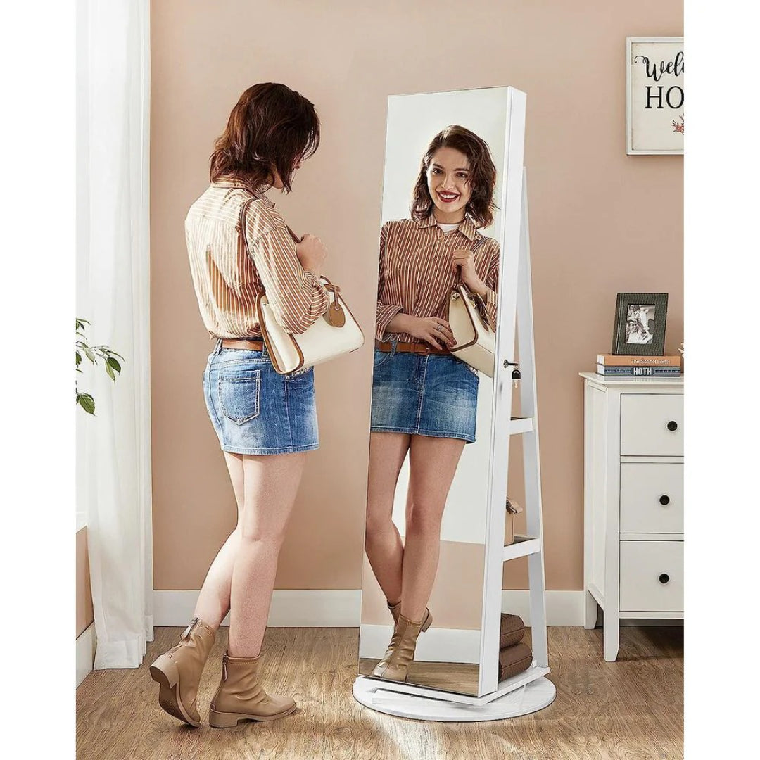 Jewelry Organizer Cabinet With Mirror LED Lights And Storage – product view 6 | Ridgefield Furniture