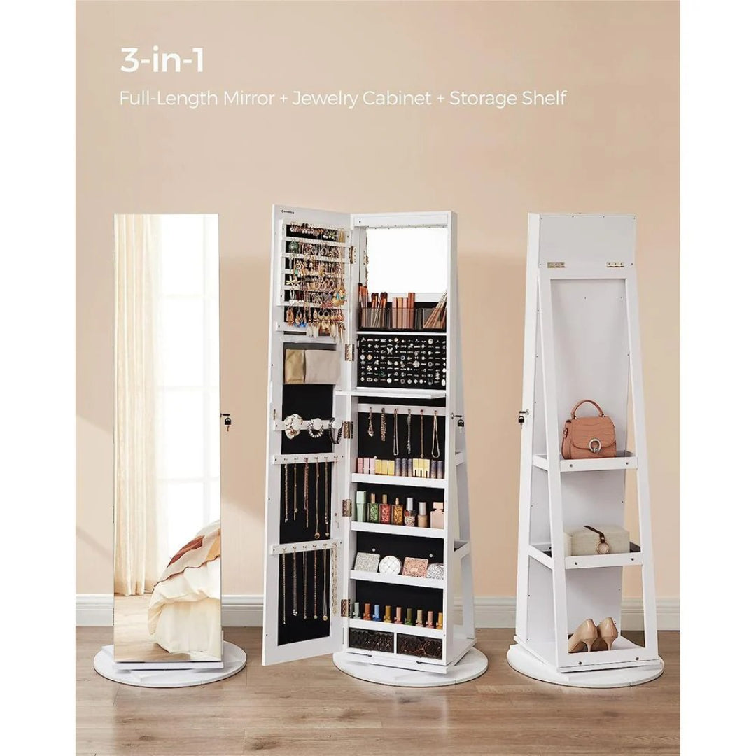 Jewelry Organizer Cabinet With Mirror LED Lights And Storage – product view 7 | Ridgefield Furniture