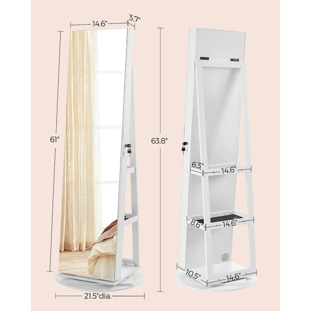 Jewelry Organizer Cabinet With Mirror LED Lights And Storage – product view 10 | Ridgefield Furniture